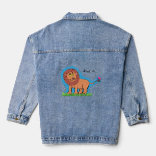 Happy Löwe mit Schmetterling-Cartoon-Abbildung Jeansjacke