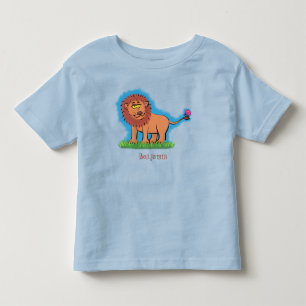 Happy Löwe mit Schmetterling-Cartoon-Abbildung Kleinkind T-shirt