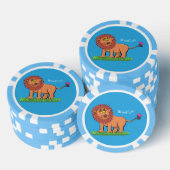 Happy Löwe mit Schmetterling-Cartoon-Abbildung Pokerchips (Stapel)