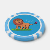 Happy Löwe mit Schmetterling-Cartoon-Abbildung Pokerchips (Einzeln)