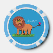 Happy Löwe mit Schmetterling-Cartoon-Abbildung Pokerchips (Rückseite)