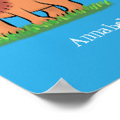 Happy Löwe mit Schmetterling-Cartoon-Abbildung Poster (Ecke)