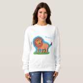 Happy Löwe mit Schmetterling-Cartoon-Abbildung Sweatshirt (Vorne ganz)