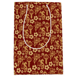 Happy Lunar Neujahr: Dragon Zodiac Oriental Red Mittlere Geschenktüte