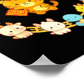 Happy Lunar New Year Animals 12 Chinese Zodiac Sig Poster (Ecke)