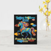 Happy Lunar New Year Colorful Horse Karte (Gelbe Blume)