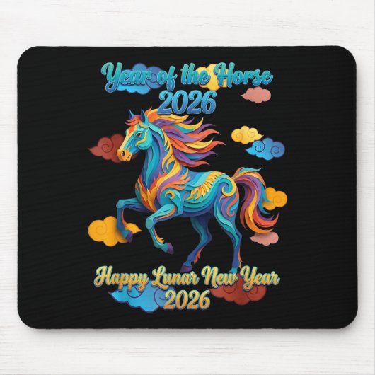 Happy Lunar New Year Colorful Horse Mousepad (Vorne)