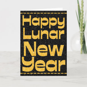 Happy Lunar New Year Glitzer Card Karte
