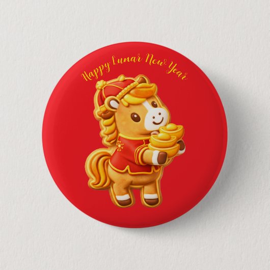 Happy Lunar New Year horse Button (Vorderseite)