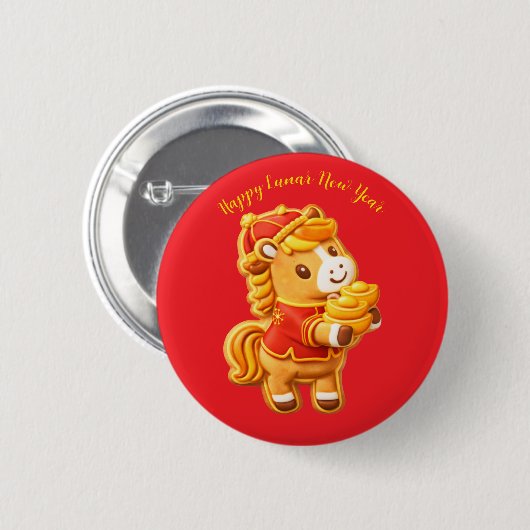 Happy Lunar New Year horse Button (Vorne & Hinten)