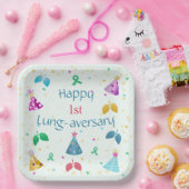 Happy Lung-Aversary Green Stripe Party Pappteller (Party)