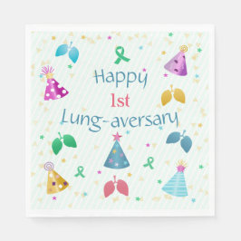Happy Lung-Aversary Green Stripe Party Serviette