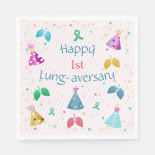 Happy Lung-Jubiläum Party Pink Stripe Serviette