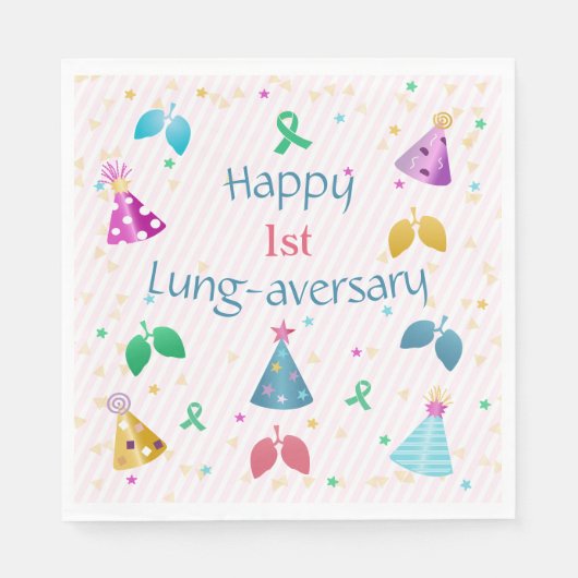 Happy Lung-Jubiläum Party Pink Stripe Serviette (Vorderseite)