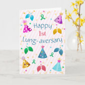 Happy Lung-Jubiläum Pink Stripe Custom Karte (Gelbe Blume)