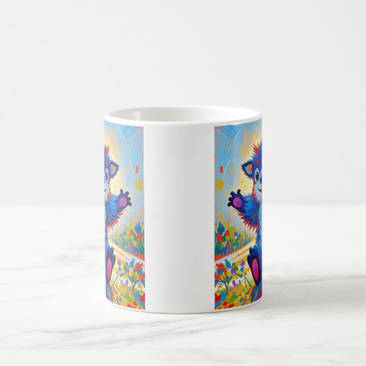 Happy lustige Bär Abstrakte süße Tier Kunst Kaffeetasse (Mittel)