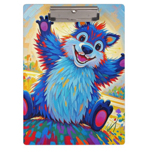 Happy lustige Bär Abstrakte süße Tier Kunst Klemmbrett
