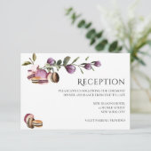 Happy Macaron | Elegante Violet Floral Moderne Einladung (Stehend Vorderseite)