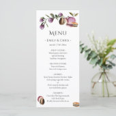 Happy Macaron | Elegante Violet Floral Moderne Menükarte (Stehend Vorderseite)