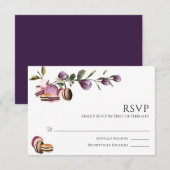 Happy Macaron | Elegante Violet Floral Moderne RSVP Karte (Vorne/Hinten)