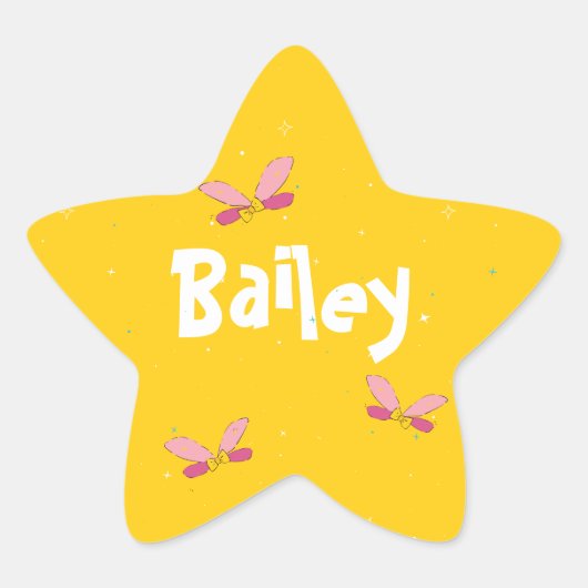 Happy Magical Fairy Wings and Glitzern Yellow Stern-Aufkleber (Vorderseite)