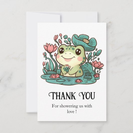 Happy Magical Frog Baby Shower Dankeskarte (Vorderseite)
