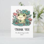 Happy Magical Frog Baby Shower Dankeskarte (Stehend Vorderseite)