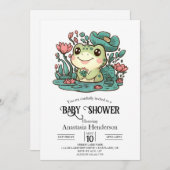 Happy Magical Frog Baby Shower Einladung (Vorne/Hinten)