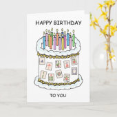 Happy Mahjong Birthday Cake und Candles Karte (Gelbe Blume)