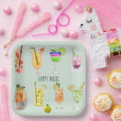 Happy Mahl niedlicher Aquarellcocktail Geburtstags Pappteller (Party)