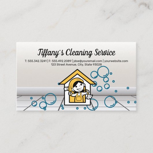 Happy Maid Logo | Soapy Bubbles Visitenkarte (Vorderseite)