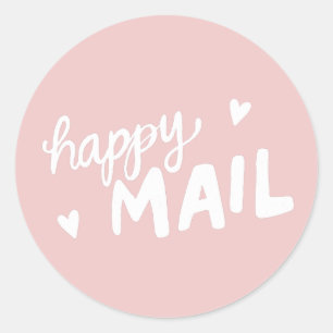 Happy Mail Briefumschlag und Verpackungsaufkleber Runder Aufkleber
