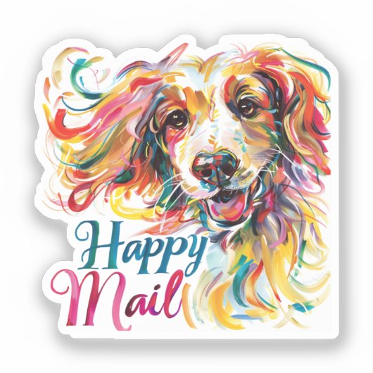 Happy Mail Dog Aufkleber (Vorderseite)