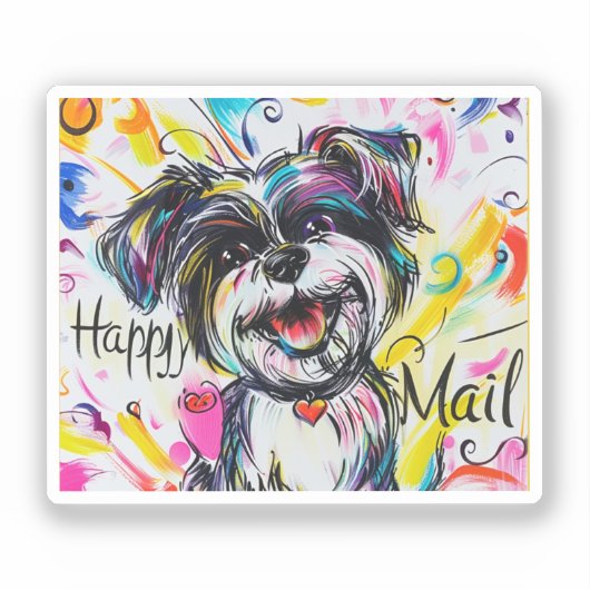 Happy Mail Dog Aufkleber (Vorderseite)