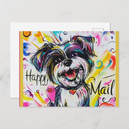 Happy Mail Dog Postkarte (Vorne/Hinten)