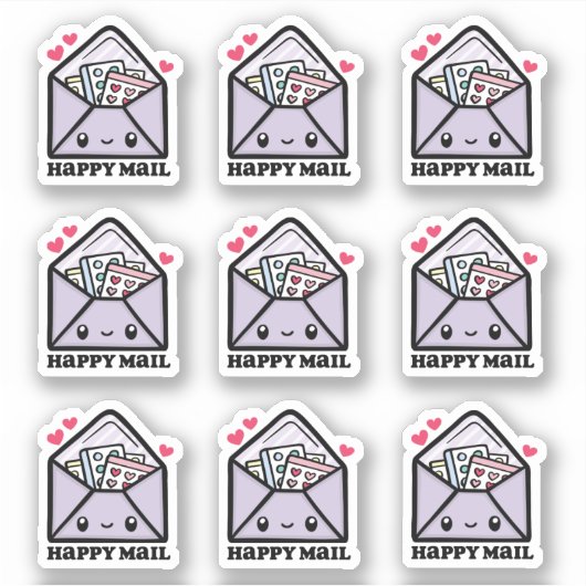 Happy Mail Envelope Aufkleber (Vorderseite)