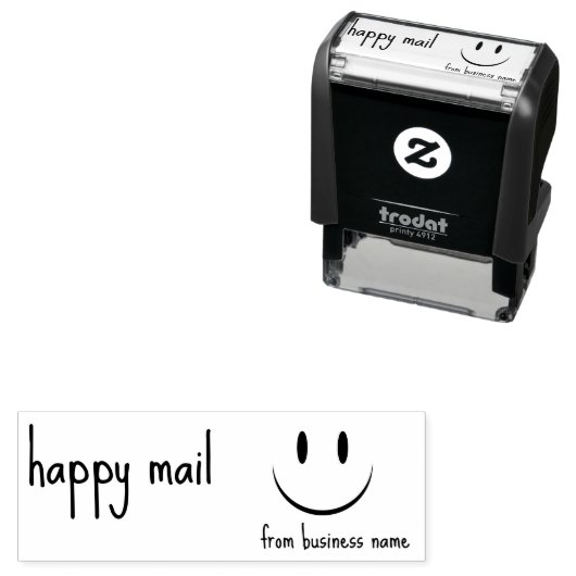 Happy Mail from Business Name Face Smile Permastempel (Beispiel)