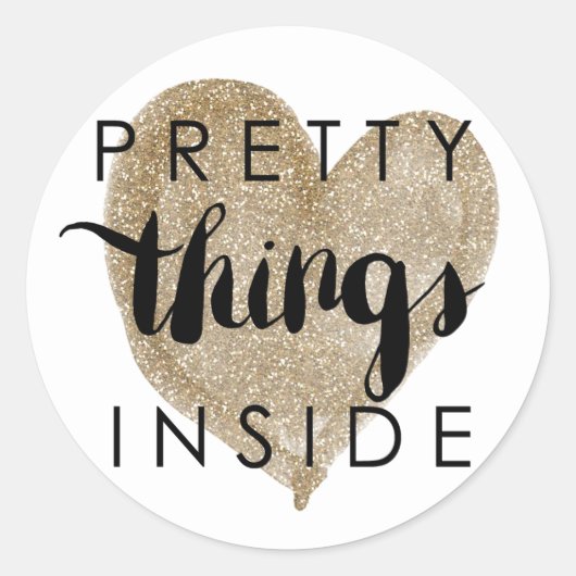 Happy Mail Gold Herz Hübsch Dinge Runder Aufkleber (Vorderseite)