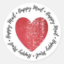 Happy Mail: Heart Briefmarke Red Runder Aufkleber
