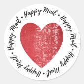 Happy Mail: Heart Briefmarke Red Runder Aufkleber (Vorderseite)