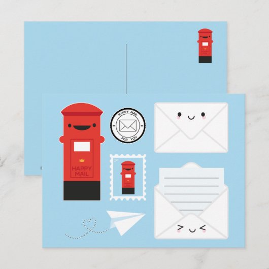 Happy Mail - Kawaii Post Postkarte (Vorne/Hinten)