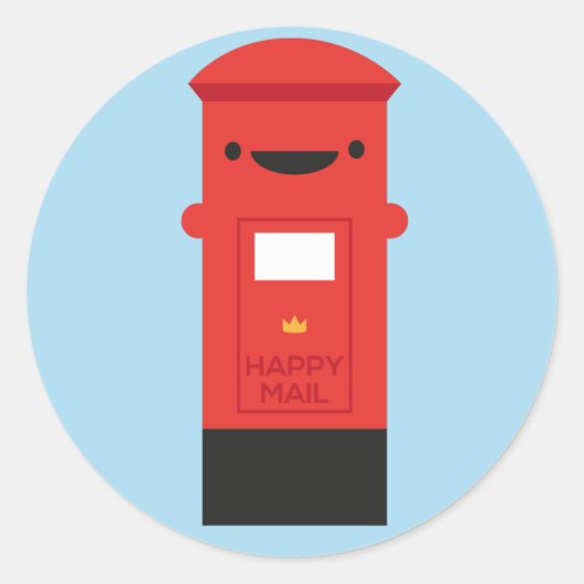 Happy Mail - Kawaii Postbox Runder Aufkleber (Vorderseite)