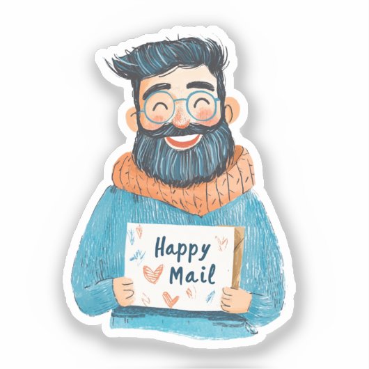 Happy Mail, Mann Sticker (Vorderseite)