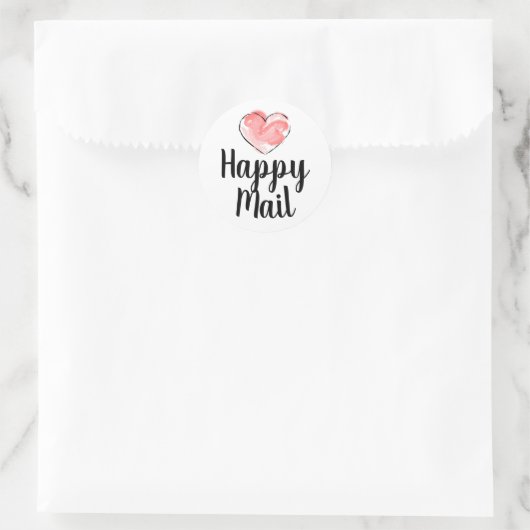 Happy Mail Round Business Aufkleber (Tasche)