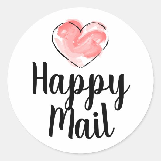 Happy Mail Round Business Aufkleber (Vorderseite)