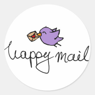 Happy Mail rund um Business-Aufkleber mit Vogel Runder Aufkleber