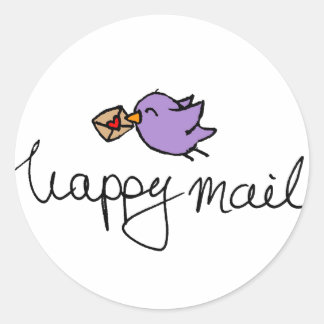 Happy Mail rund um Business-Aufkleber mit Vogel Runder Aufkleber