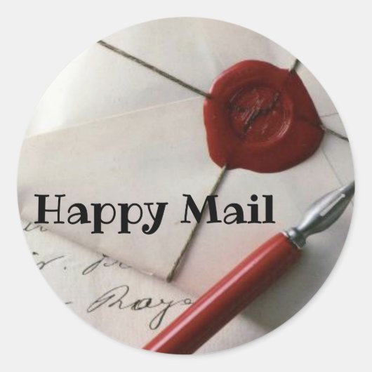 Happy Mail Runder Aufkleber (Vorderseite)