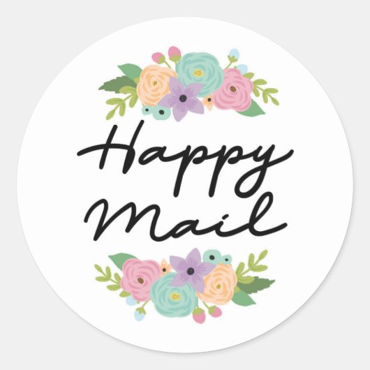 Happy Mail Sticker - Blumendesign!! (Vorderseite)