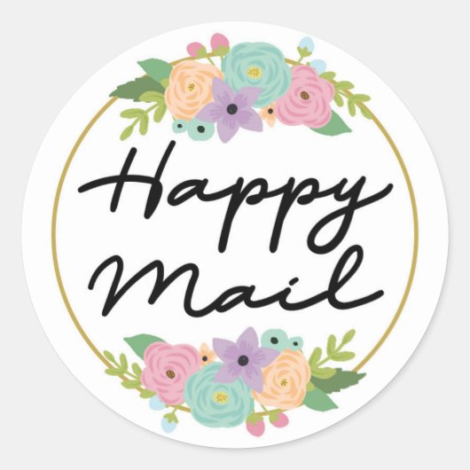 Happy Mail Sticker - Blumendesign!! (Vorderseite)